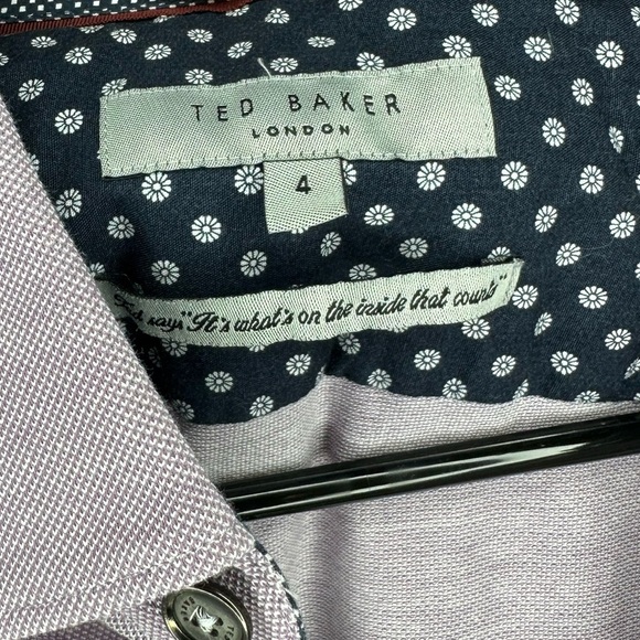 Ted Baker Broader Button Up Shirt Mens Size 4 US L Purple Slim Fit Jersey - Picture 5 of 6